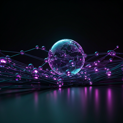 A glowing global narrative network